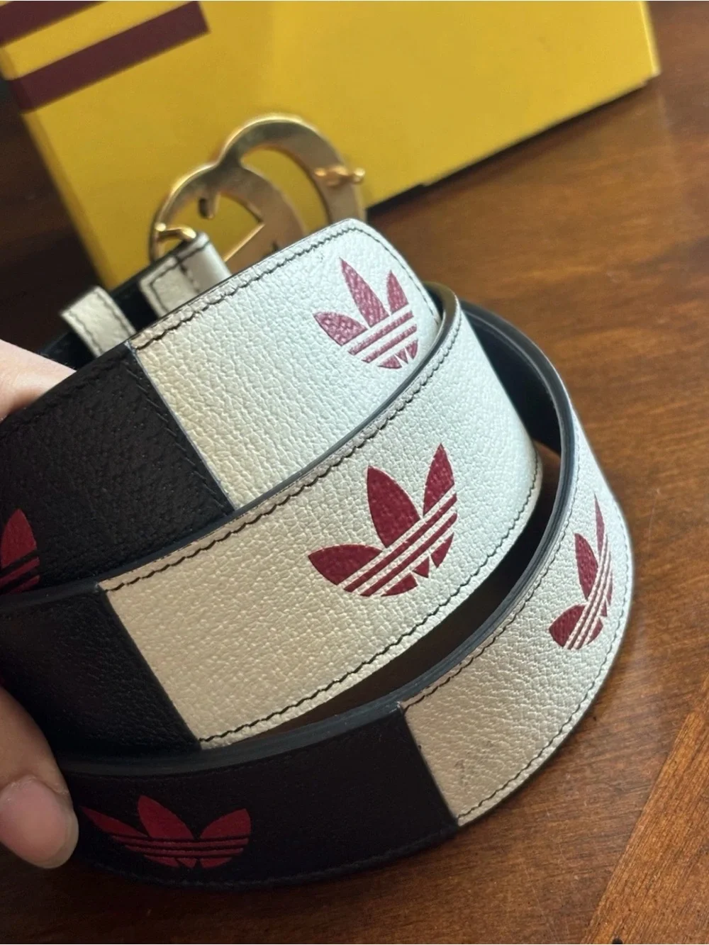 Gucci X Adidas Double G Logo Leather Belt